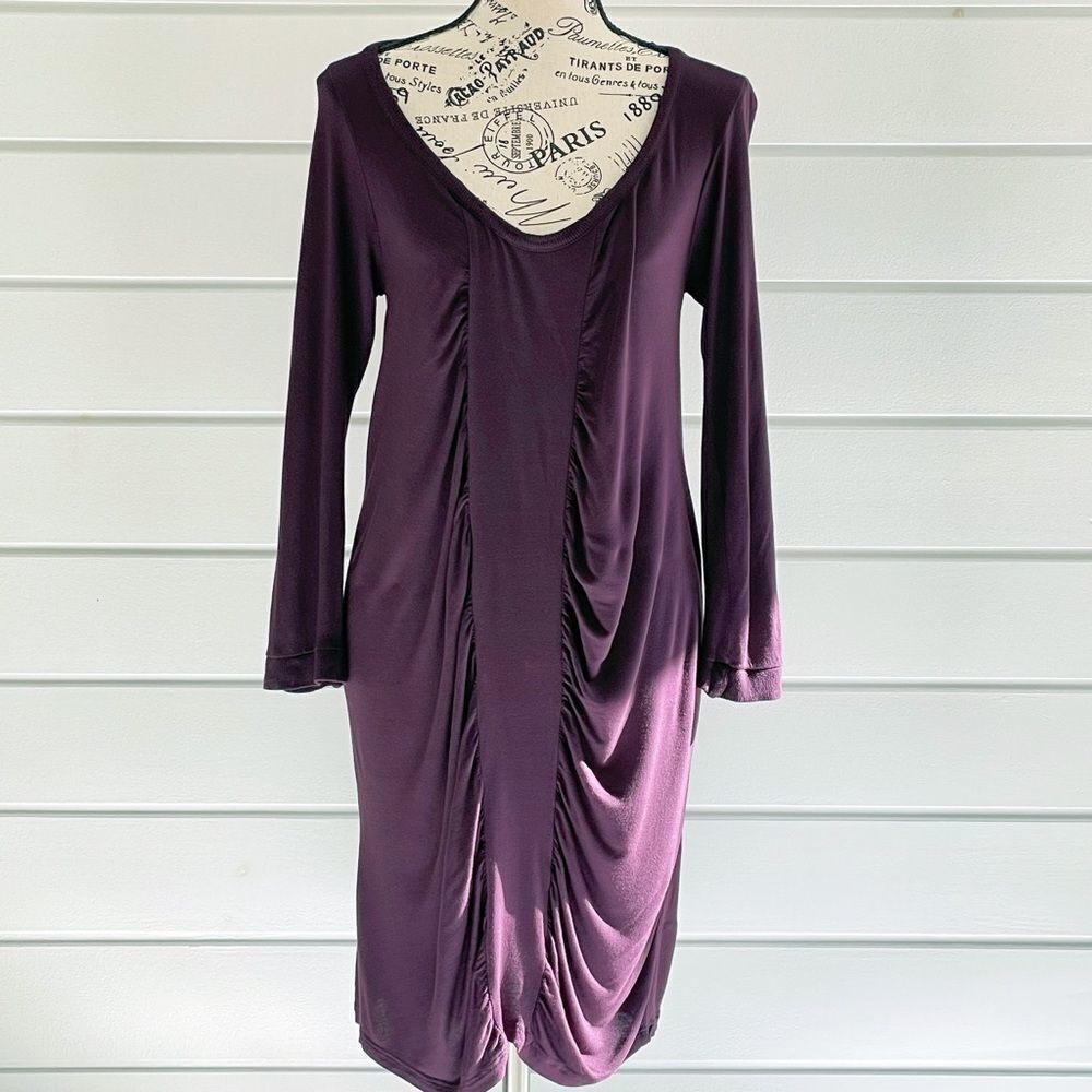 Zara Collection Women's Long Sleeve Knee Length Ruched Body Con Dress